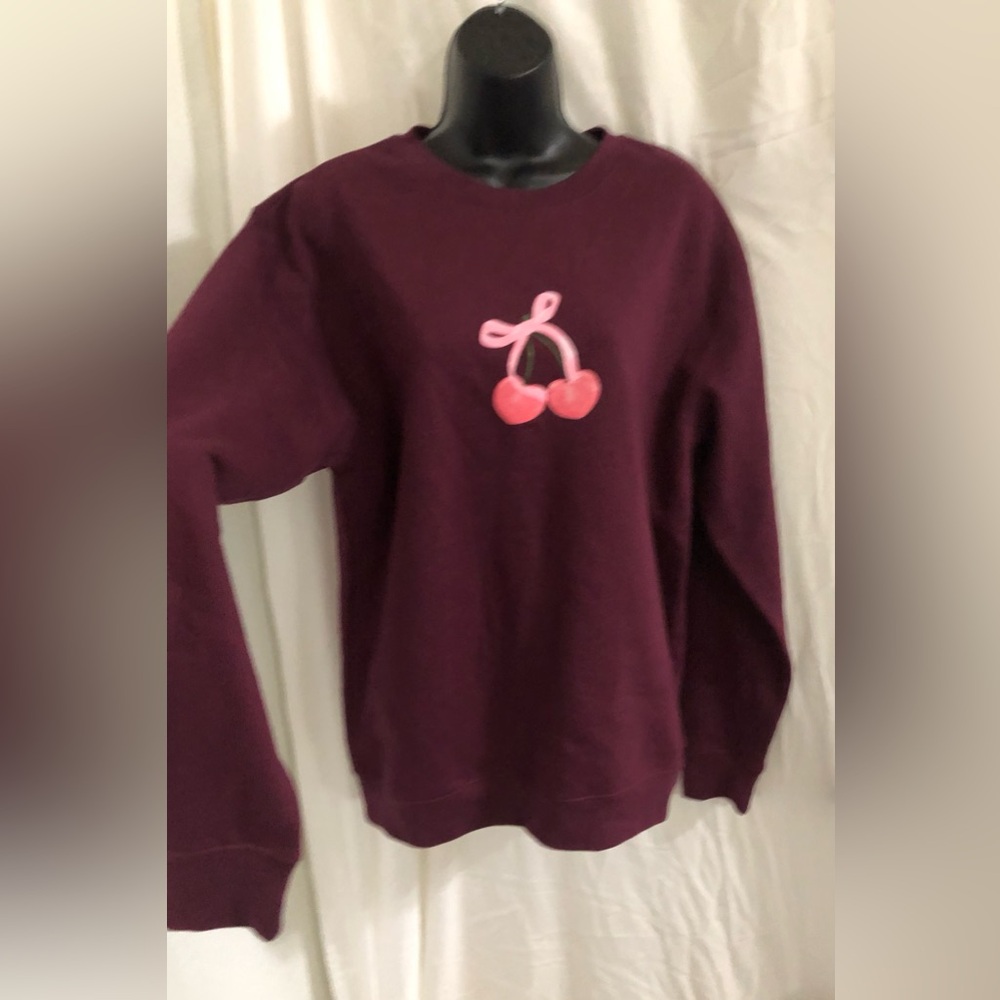 Heart shaped cherry cozy sweatshirt size medium brand new